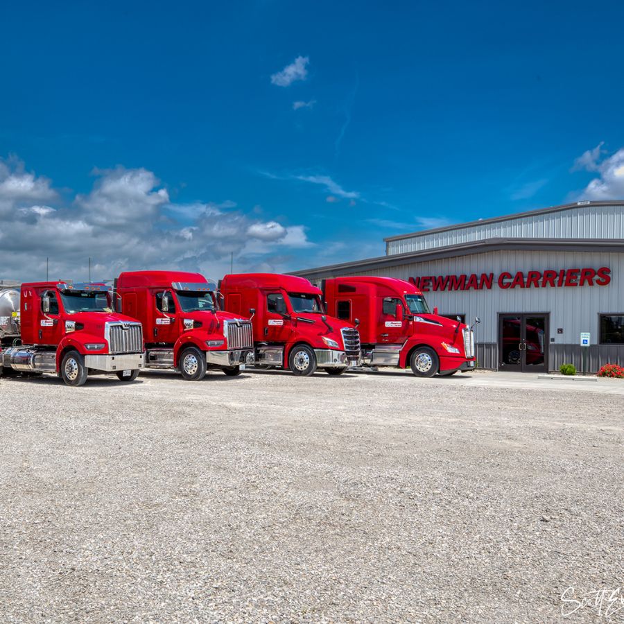 trucks in front of building image